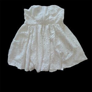 Cream Strapless A-line Eyelet Style Mini Dress Size L